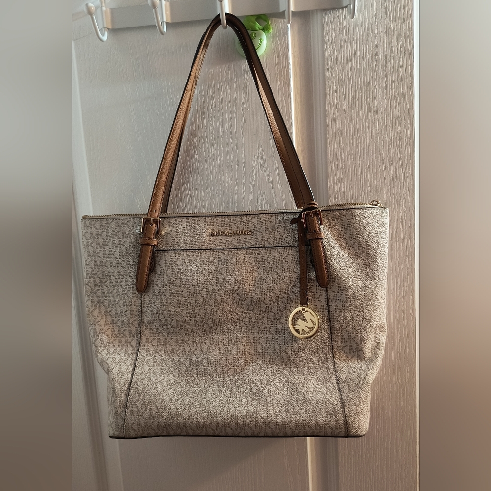 Michael Kors Offwhite and Brown Women's Tote